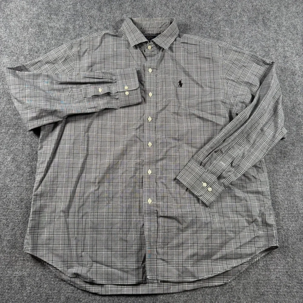 Polo Ralph Lauren Shirt Mens XXL Black Plaid 2015 US Open Non-Iron Button Down